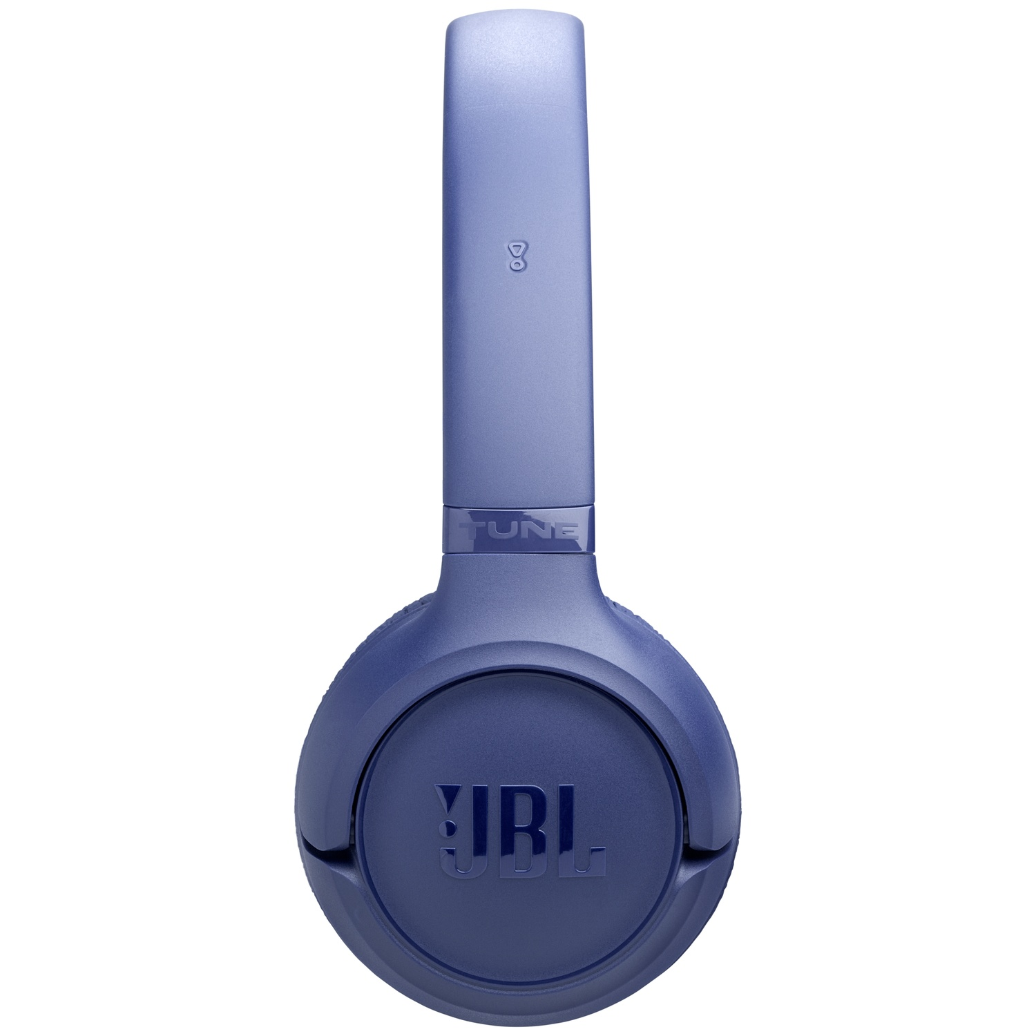 Blauwe JBL Tune 760NC koptelefoon. De koptelefoon staat op een witte achtergrond. Het JBL-logo is zichtbaar.