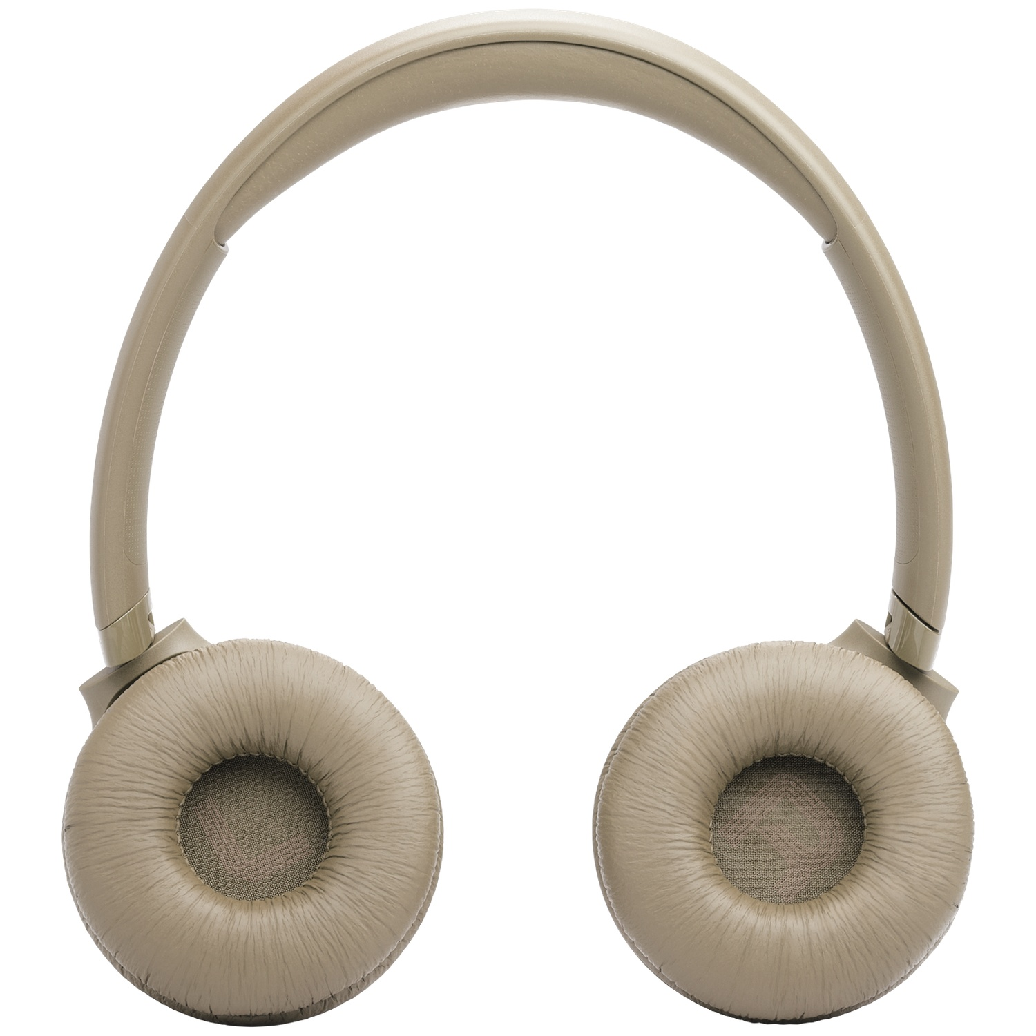 Casque beige sur fond blanc. Le casque est de type circum-auriculaire, avec un bandeau et des oreillettes rembourrés.