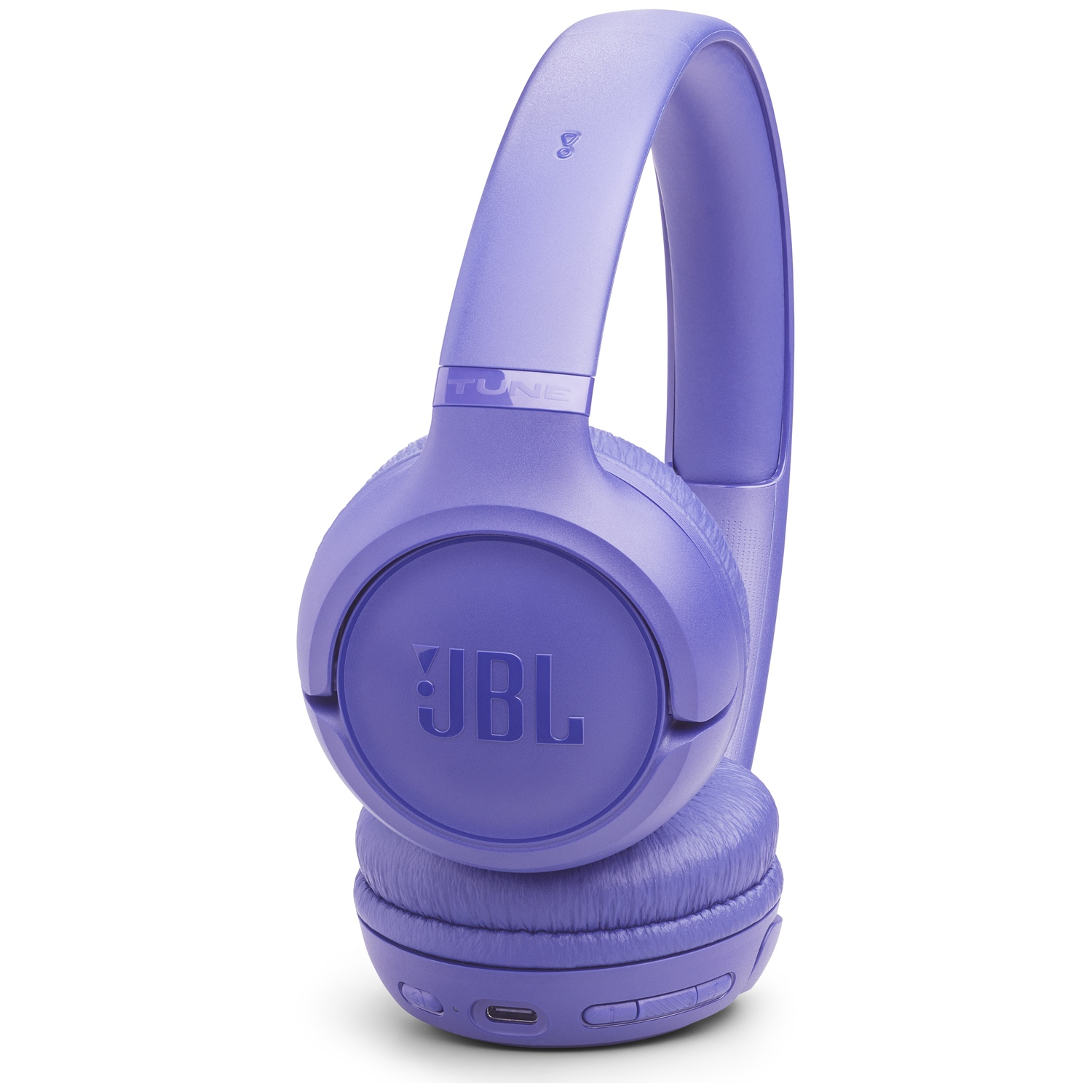 Casque JBL Tune 510BT violet. Le casque est sur fond blanc. Le logo JBL est visible sur l'écouteur.