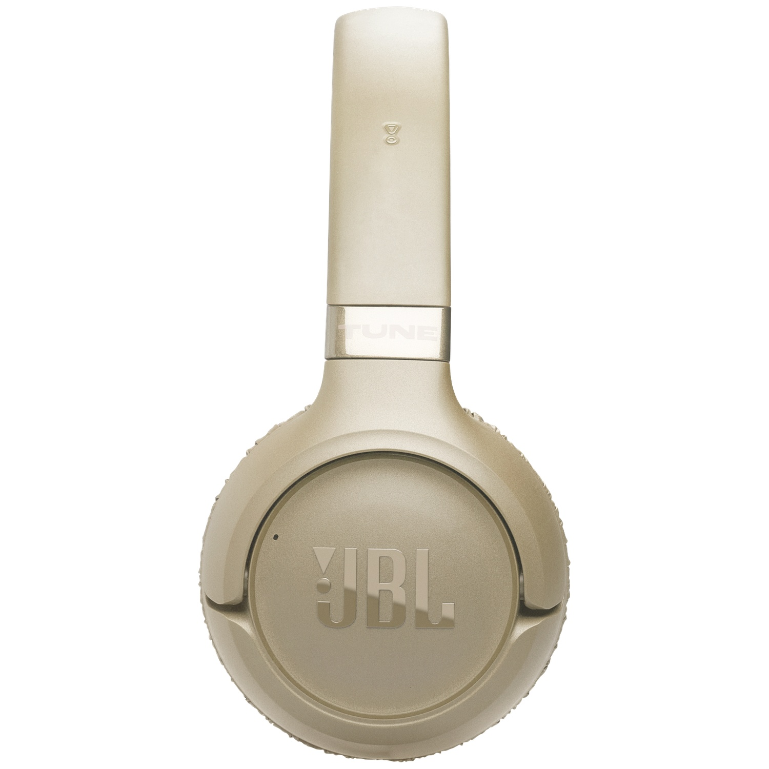 Beige JBL Tune 760NC Kopfhörer. Die Kopfhörer sind auf weißem Hintergrund zentriert. Das JBL-Logo ist deutlich zu sehen.