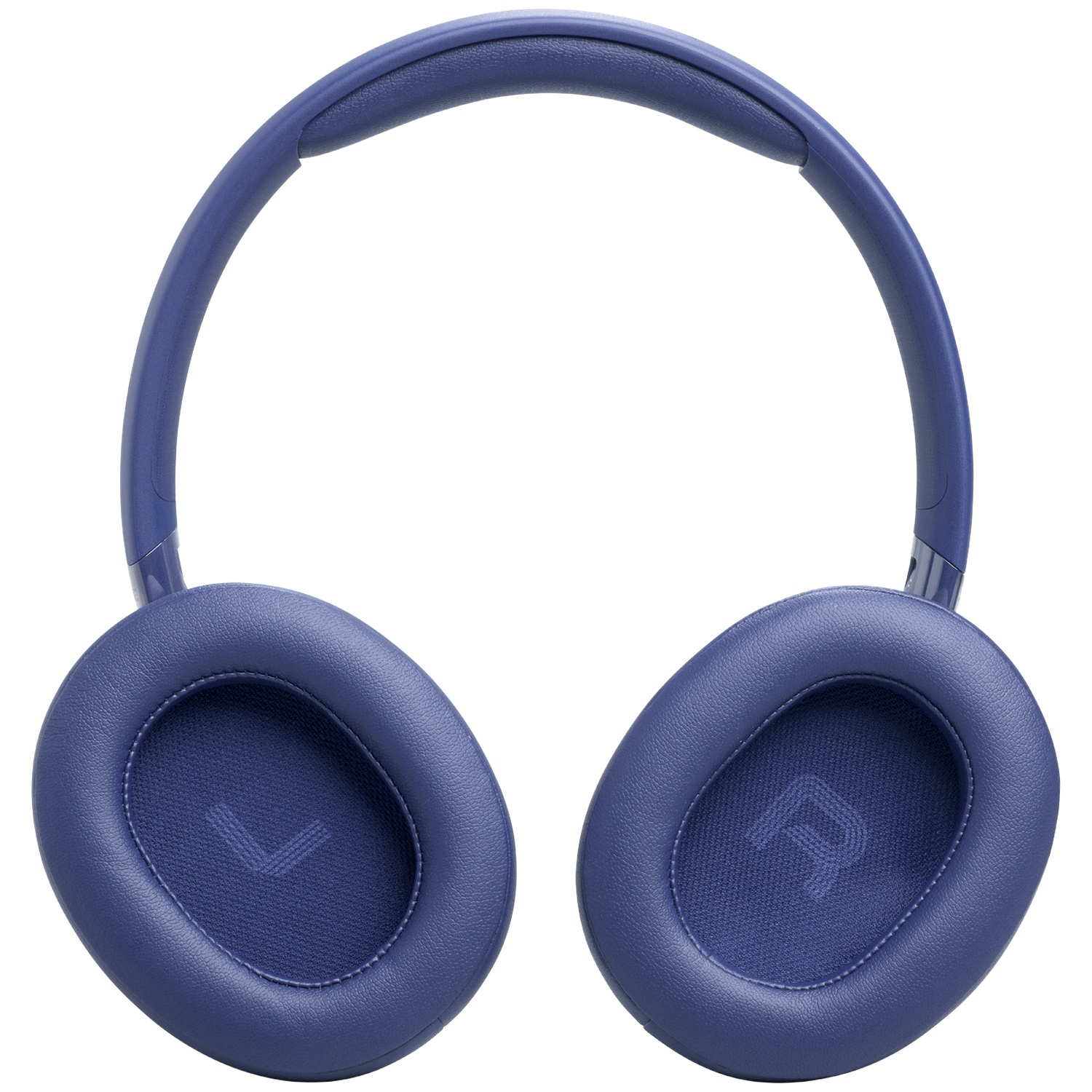 Casque circum-auriculaire, bleu marine, avec oreillettes marquées 'L' et 'R'. L'arceau est également bleu marine.