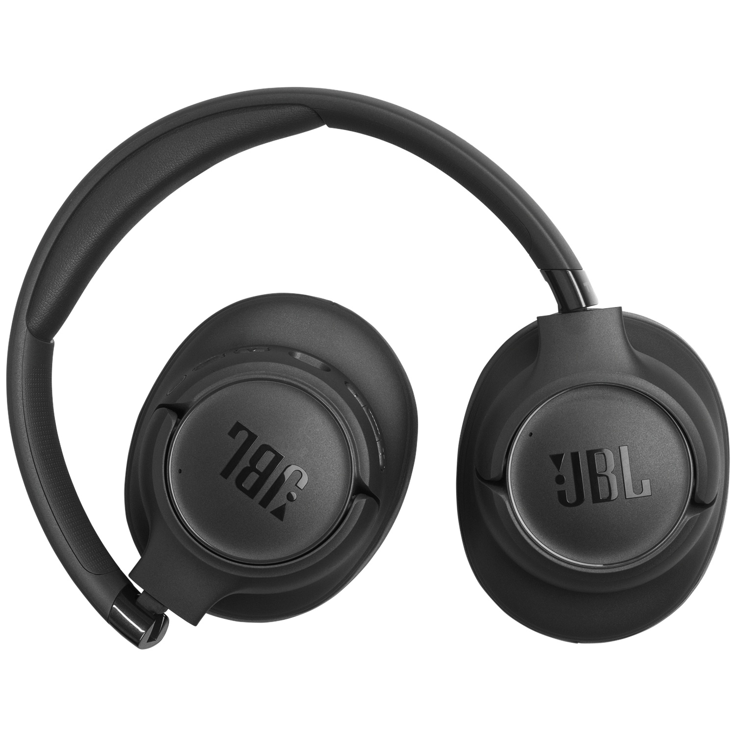 Casque JBL noir sur fond blanc. Le casque est de type circum-auriculaire, avec le logo JBL visible sur les oreillettes.