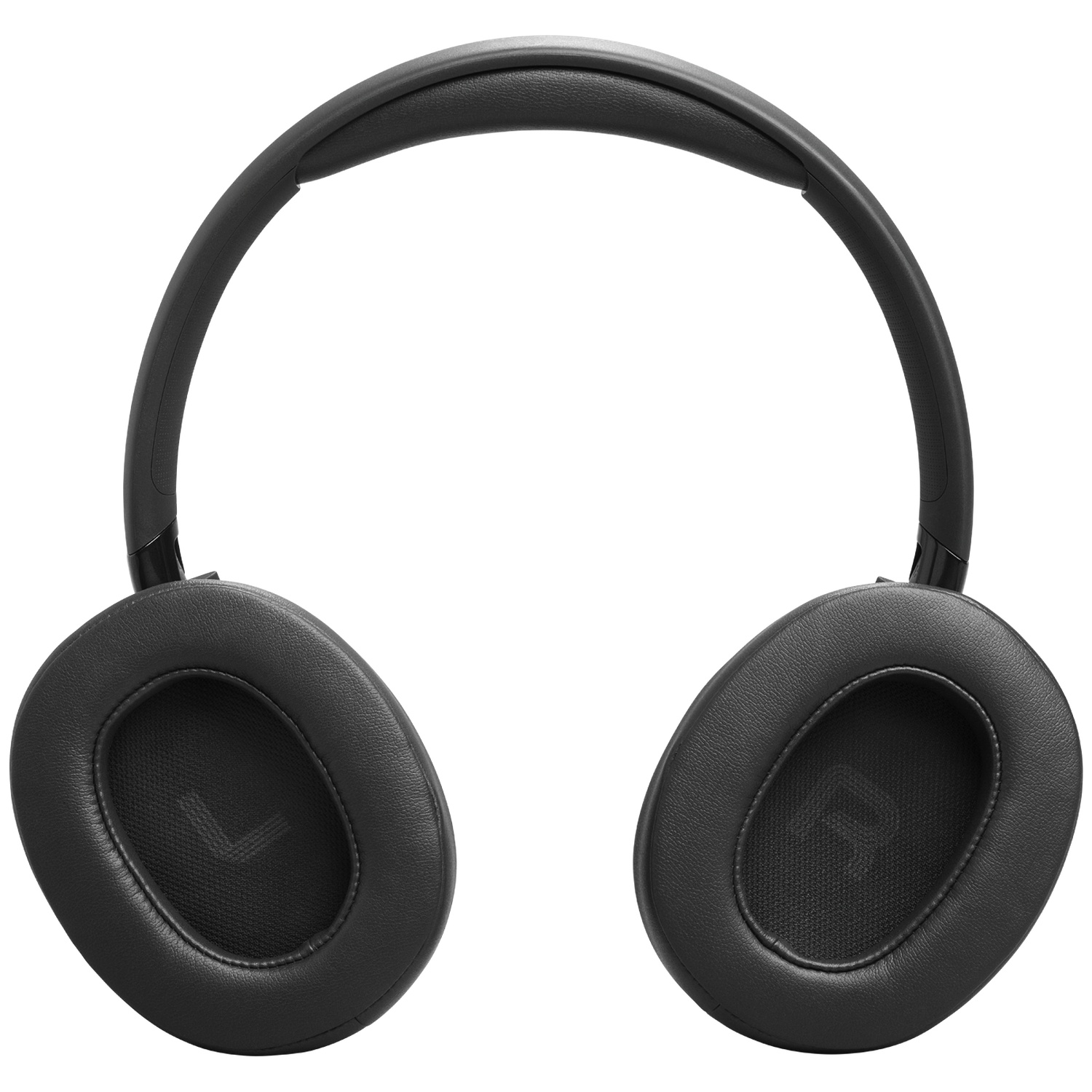 Casque audio noir circum-auriculaire. Les coussinets sont ovales avec un rembourrage doux. L'arceau est courbé et relie les écouteurs.