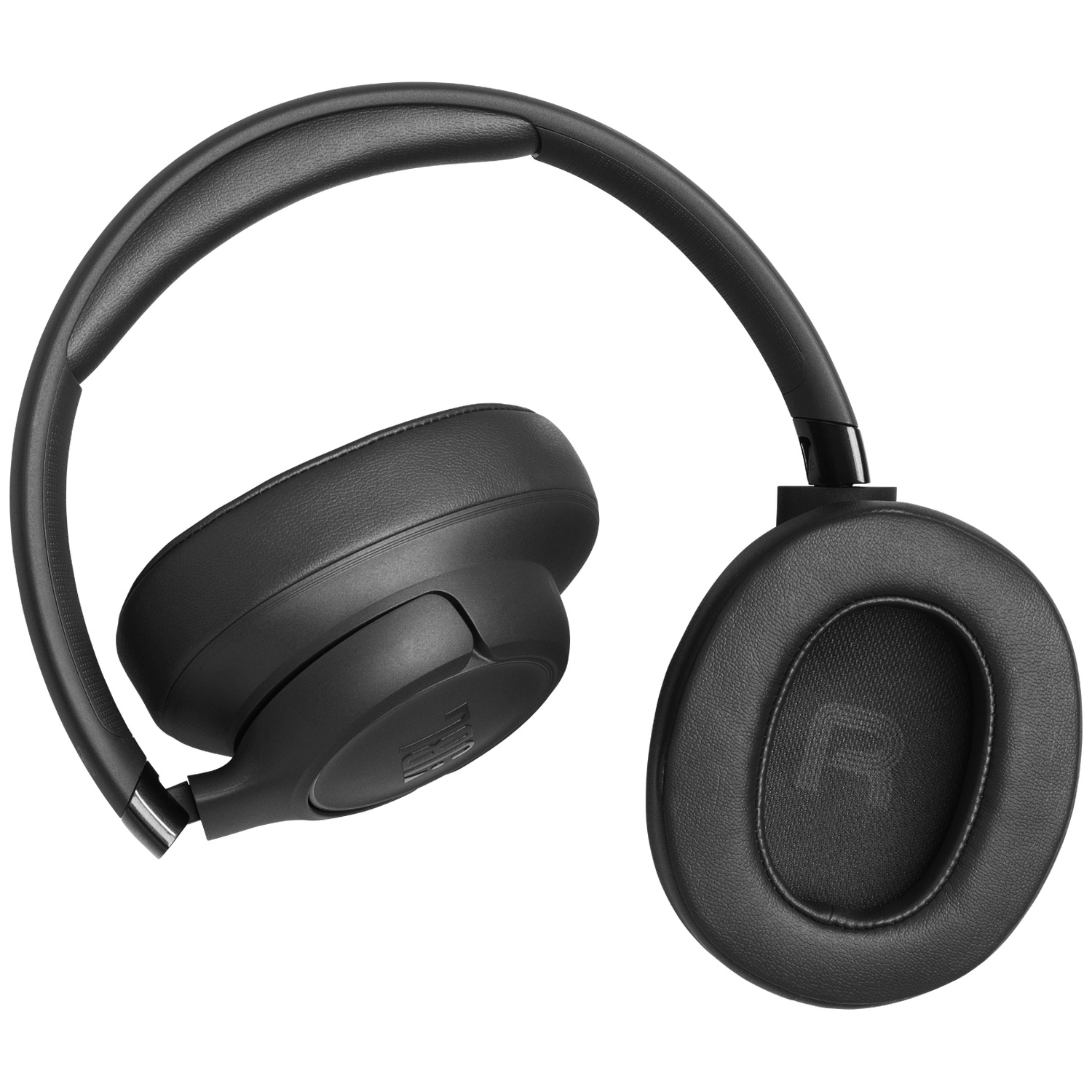 Casque JBL noir, style circum-auriculaire, sur fond blanc. Les oreillettes et l'arceau sont visibles, avec le logo JBL.