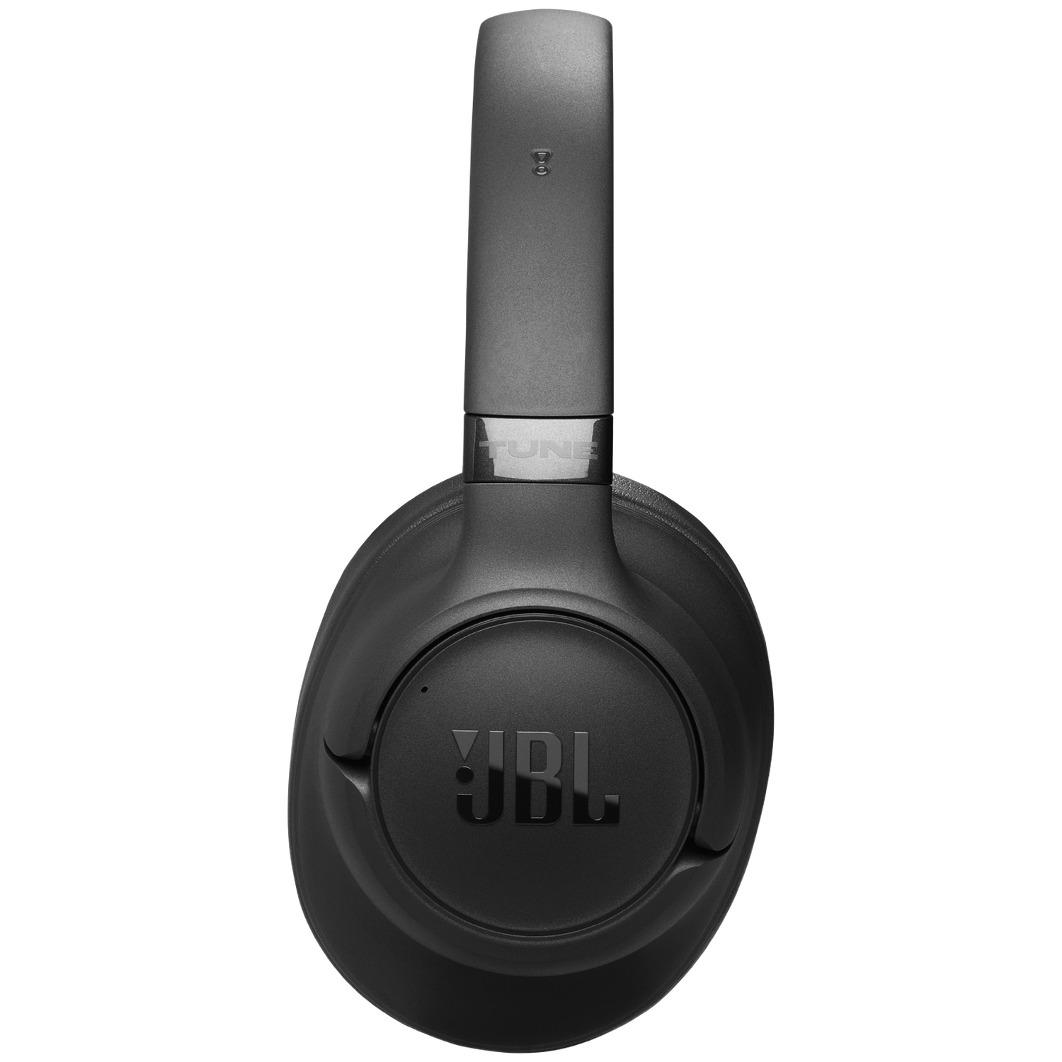 Casque JBL noir sur fond blanc. Le casque a un bandeau et des oreillettes avec le logo JBL visible.