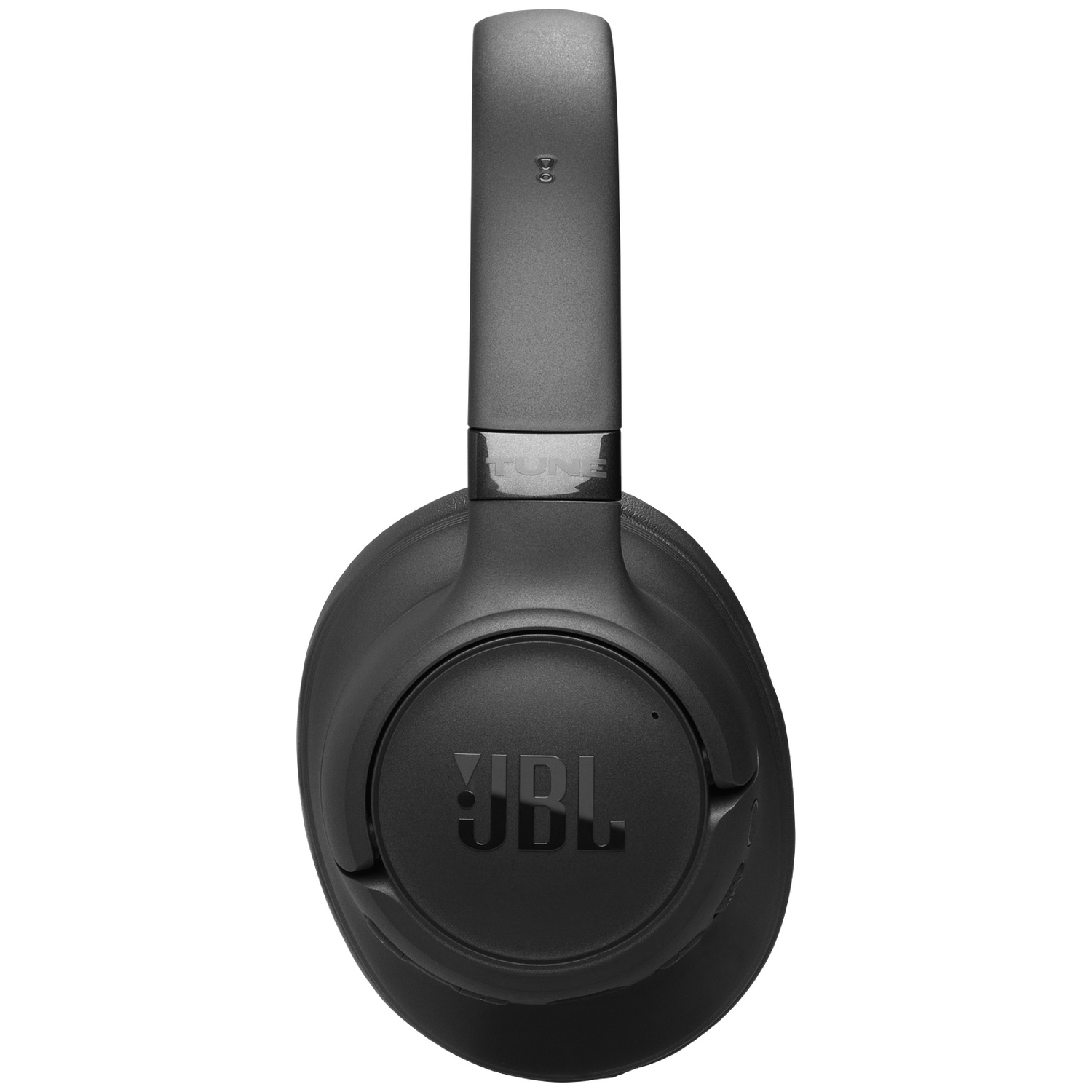 Casque JBL noir sur fond blanc. Le casque est circum-auriculaire et arbore le logo JBL de manière proéminente.