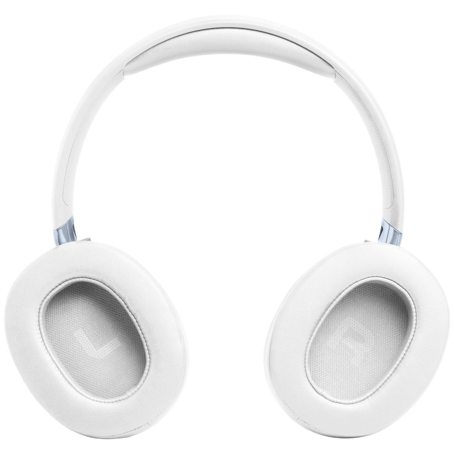 Witte koptelefoon met ovale oorschelpen en een gewatteerde hoofdband, tegen een witte achtergrond. De oorschelpen hebben de letters L en R.