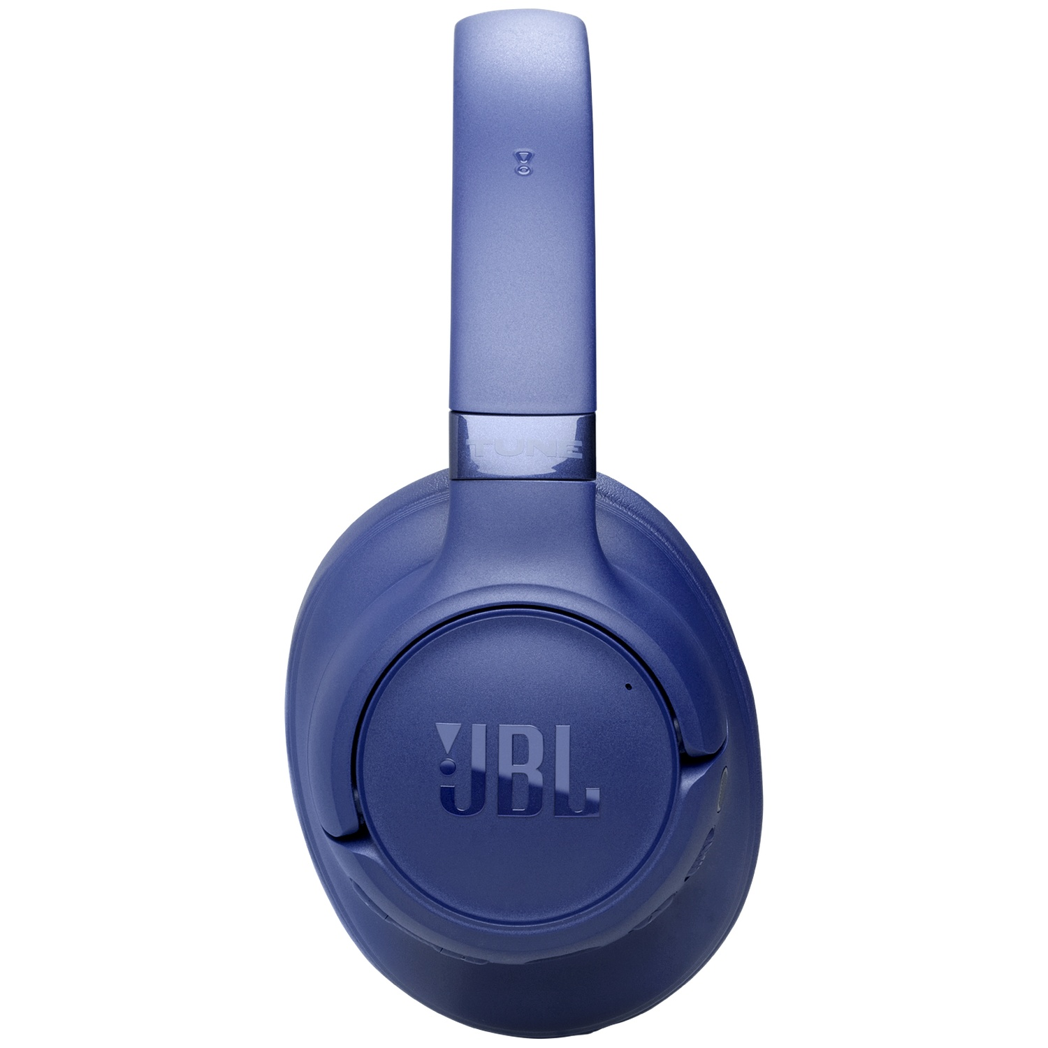 Casque bleu JBL Tune 760NC. Le logo JBL est visible sur l'écouteur. Le fond est blanc.