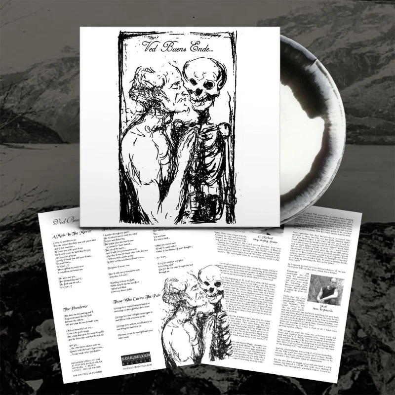 Album borítója, egy emberi alak, aki átölel egy csontvázat. A szöveg a következőt mondja: 'Ved Buens Ende'. A szövegek és egy lemez is jelen van.