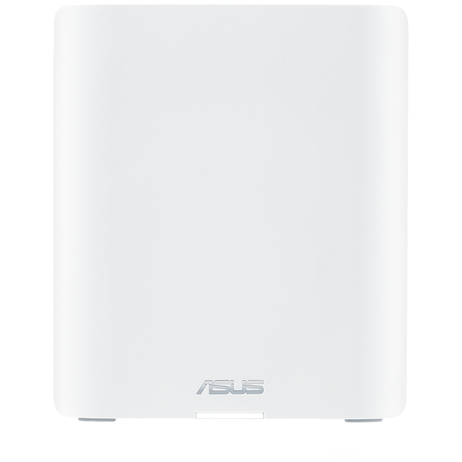Un routeur ASUS blanc. L'appareil est rectangulaire avec des bords arrondis et porte le logo ASUS en bas.