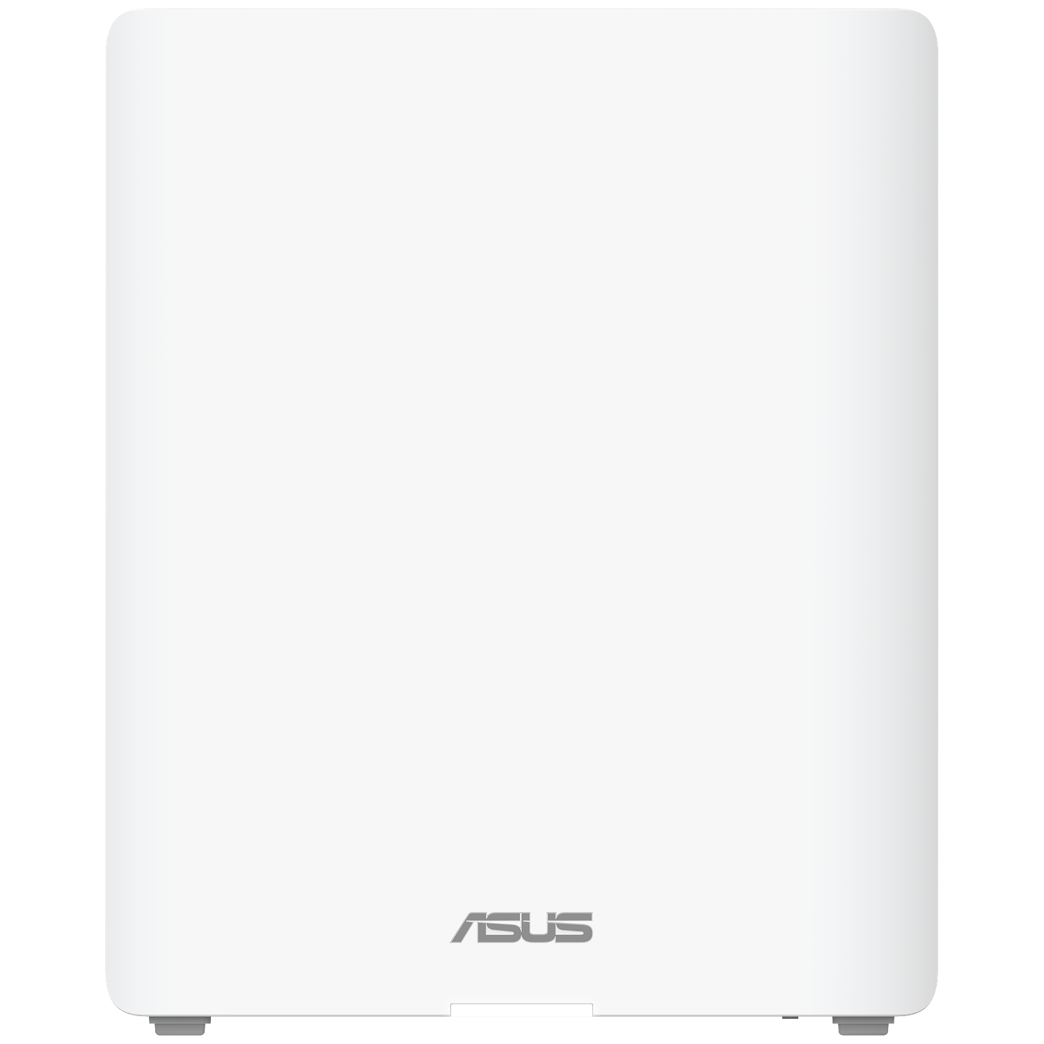 A white rectangular device with rounded corners. The ASUS logo is at the bottom. Two small gray feet are visible.