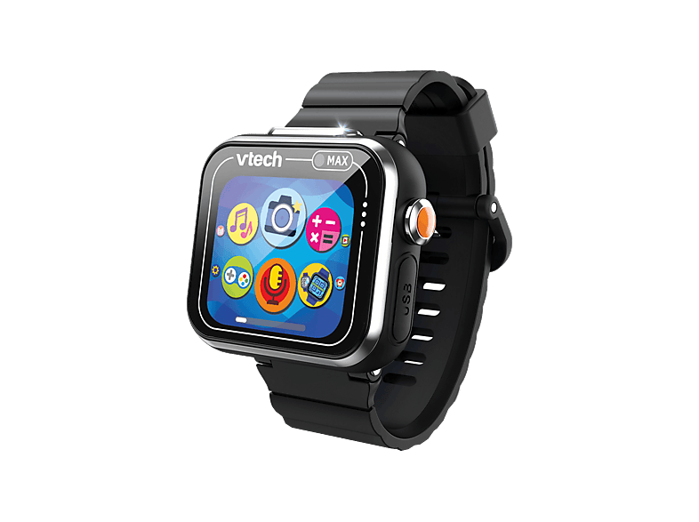 Smartwatch infantil – VTech Kidizoom Max, Pantalla de 1.69″, Dos Cámaras, Música, Juegos, Alarmas, Negro
