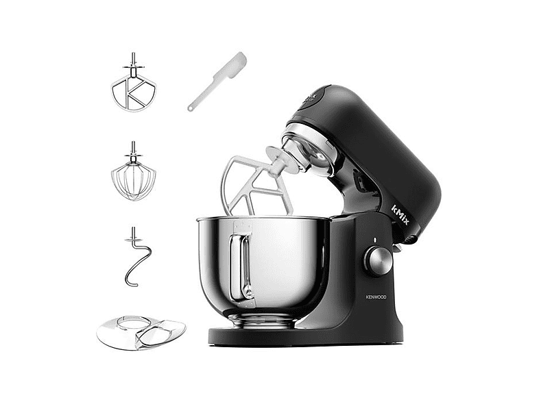 Impastatrice Planetaria KENWOOD kMix KMX751ABK con paraschizzi, 3 ganci e fruste, 1000 W, Ciotola 5L, Nero
