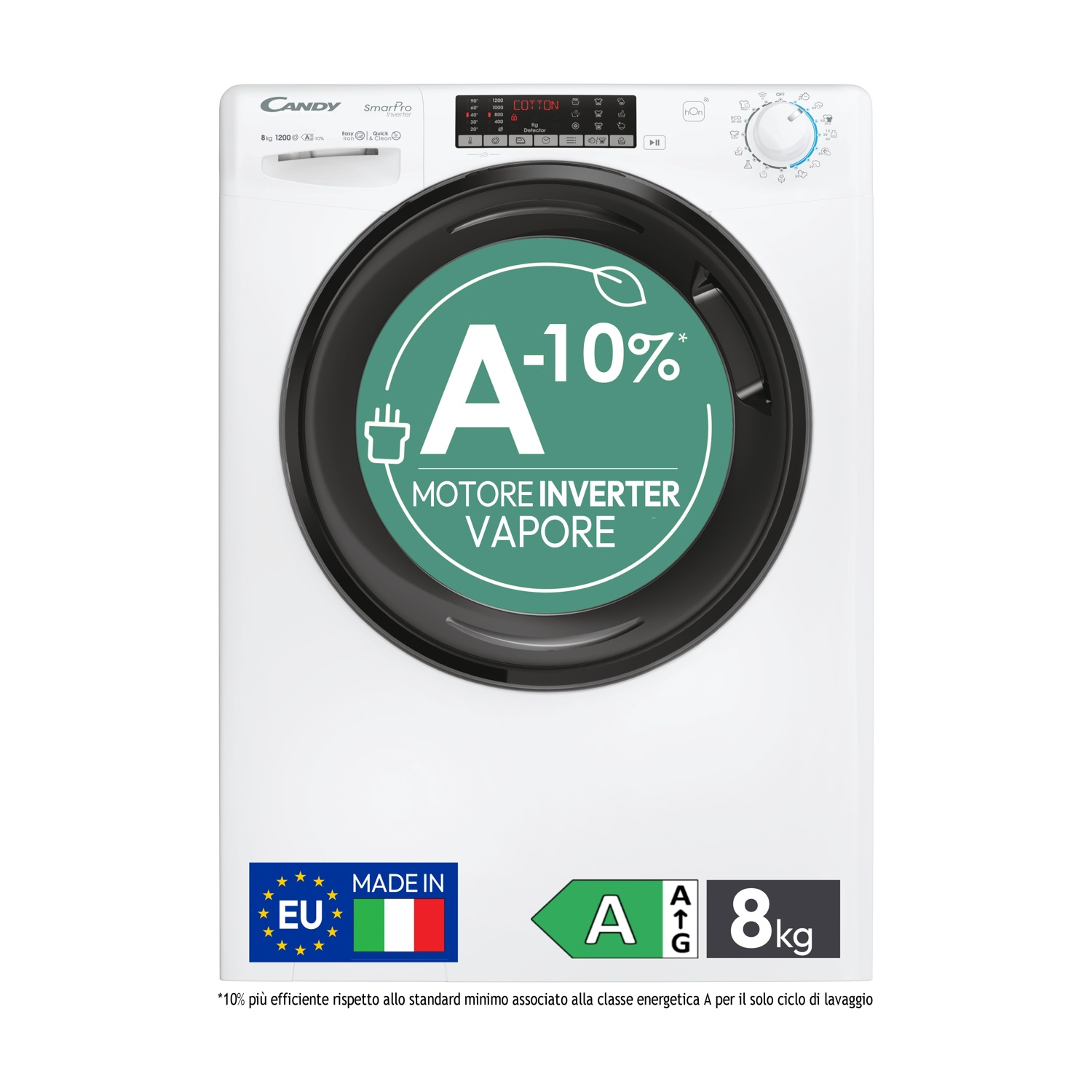 Candy Cso286Tmb6-S Lavatrice, Caricamento frontale, 8 kg, 16 programmi, Profondità 54 cm, Giri 1200 rpm, Bianco, livello rumorosità centrifuga 74