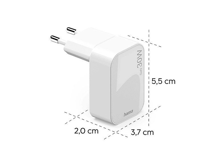 Thumbnail - HAMA 1x USB-C, 30 W Ladegerät Universell, Weiß