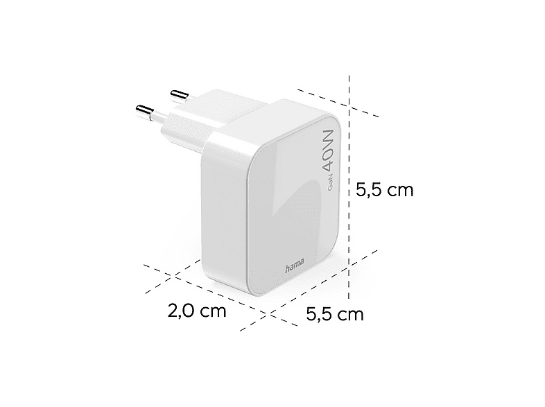 Thumbnail - HAMA 2x USB-C 40 W Ladegerät Universell, Weiß