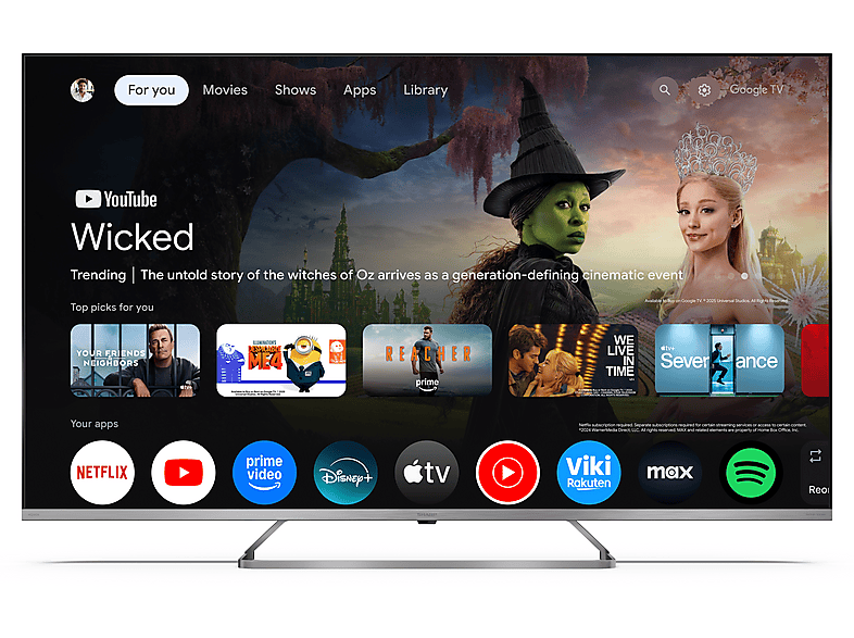 Telewizor QLED MiniLED SHARP 50JP7465E 50" 4K Google TV Dolby Vision Srebrny – zdjęcie 2