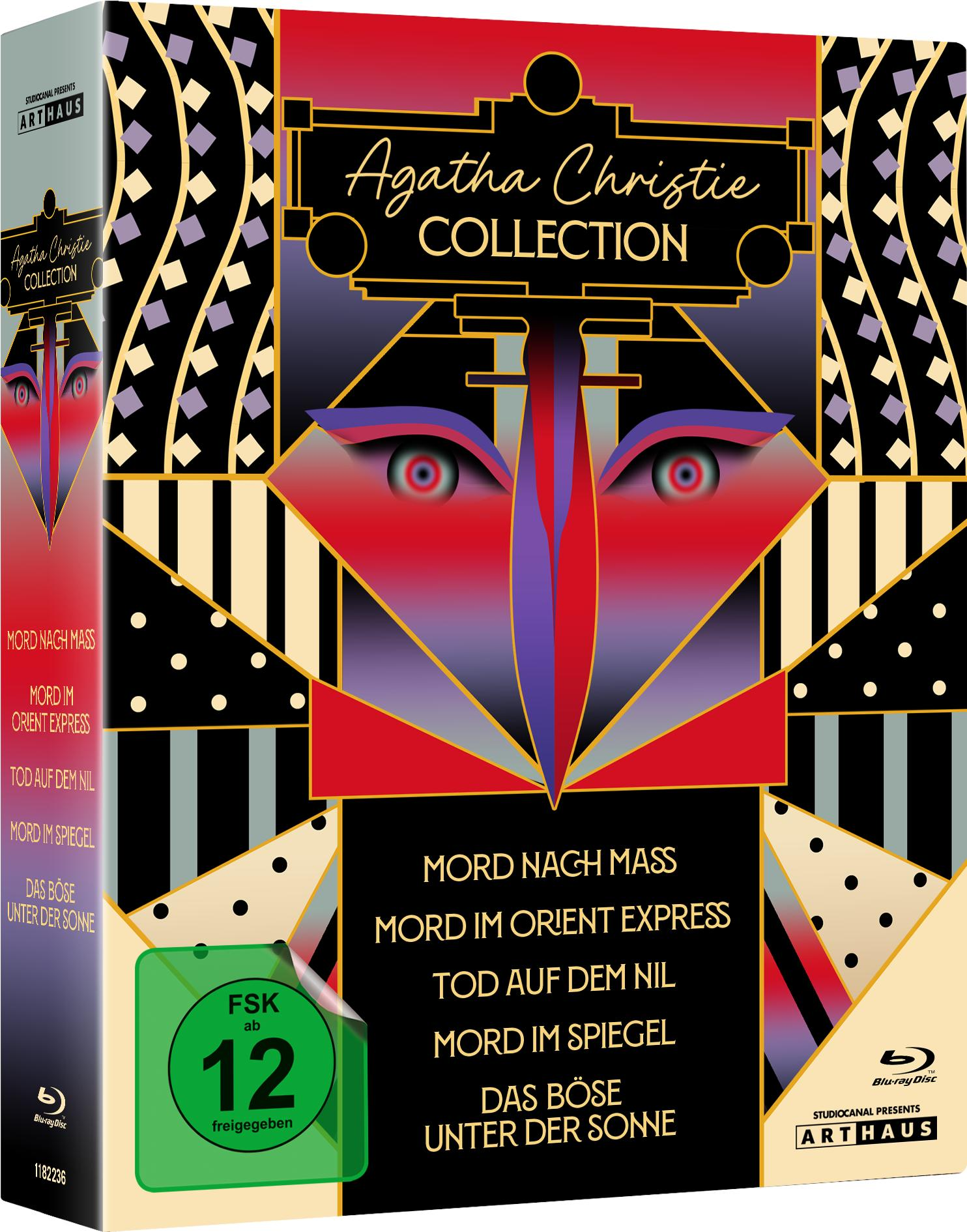 Agatha Christie Collection DVD-Boxset mit stilisiertem Art-Deco-Cover. Enthält Filmtitel und eine grüne FSK 12-Bewertung.