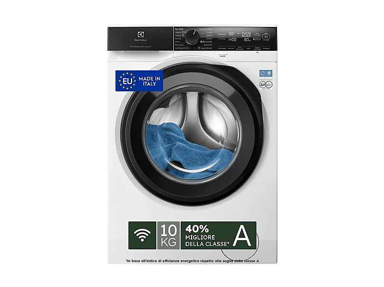 Electrolux Ew7F410Y Lavatrice, Caricamento frontale, 10 kg, 14 programmi, Profondità 63,6 cm, Bianco, livello rumorosità centrifuga 72 dB(A), Classe