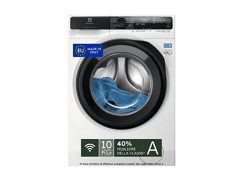 Electrolux Ew7F510Y Lavatrice, Caricamento frontale, 10 kg, 14 programmi, Profondità 63,6 cm, Bianco, livello rumorosità centrifuga 72 dB(A), Classe