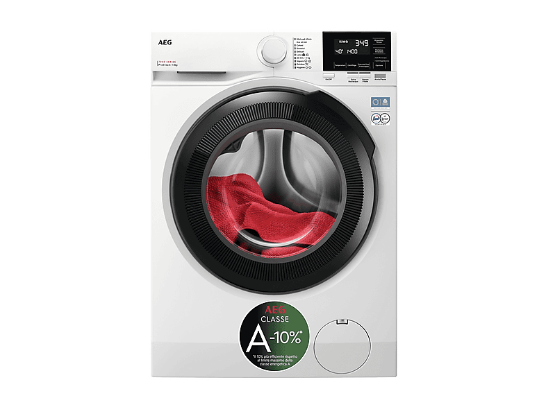 AEG Lr7Fg84B4 Lavatrice, Caricamento frontale, 8 kg, 10 programmi, Profondità 57,2 cm, Bianco, livello rumorosità centrifuga 74 dB(A), Classe A