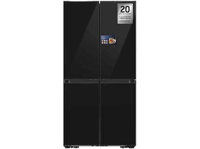 REACONDICIONADO Seminuevo Muy bueno Frigorífico americano - Samsung Bespoke AI RM90F67CECEF, Hybrid Cooling, 185.3 cm, 654 l, No Frost, Negro