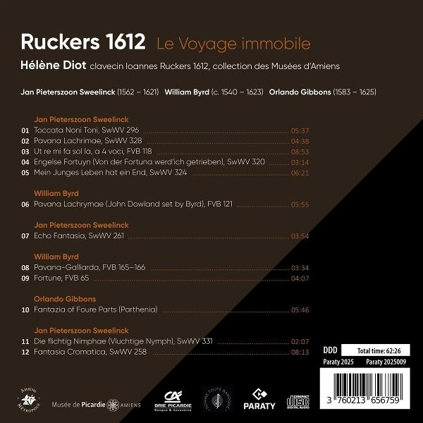 CD-Cover mit Text über ein Musikalbum. Enthält Komponistennamen, Titellisten und einen Barcode.