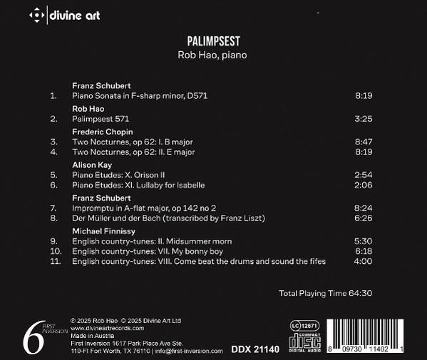 CD-Cover mit Titelliste, Künstlername und Musikdetails auf dunklem Hintergrund. Enthält Text und einen Barcode.