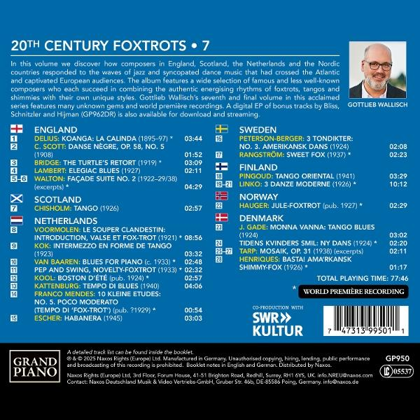 Albumcover mit Text, der Foxtrots, Tangos und Shimmies aus England, Schottland, Niederlande, Schweden usw. mit einem Mann auflistet.