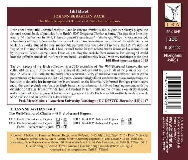 CD-Cover für Bachs Wohltemperiertes Klavier mit Text, Logo und Partitur. Der Hintergrund ist weiß.