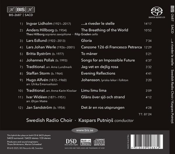 CD-Cover mit Text. Titel sind 'a riveder le stelle' und 'Swedish Radio Choir'. Liste der Songs und Credits sind angegeben.