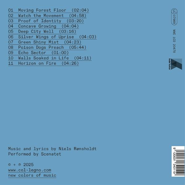 Albumcover. Blauer Hintergrund mit Titelliste, Künstler- und Copyright-Informationen.