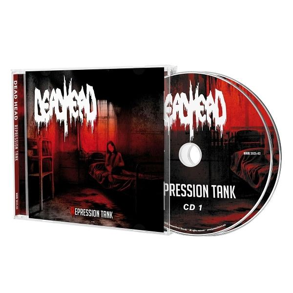 CD-Hülle mit dem Album "Depression Tank" von Dead Head. Das Artwork zeigt einen dunklen Raum mit einer Person auf einem Bett.