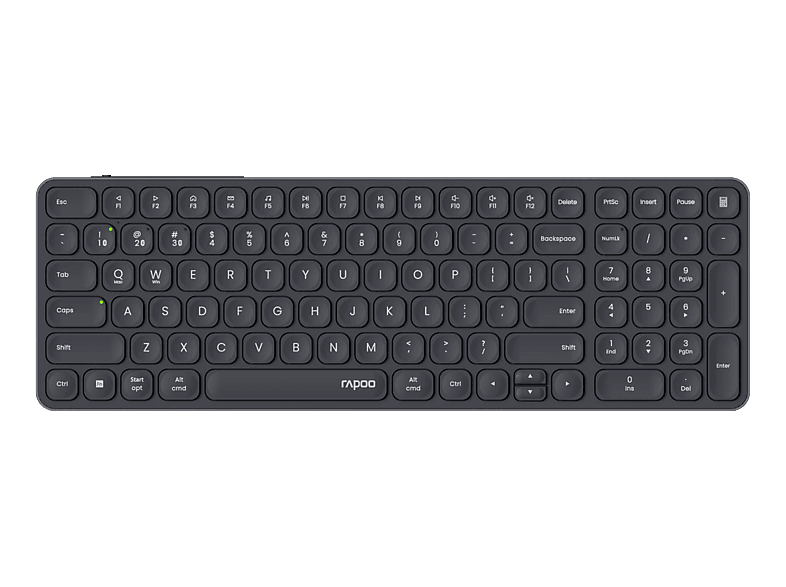 RAPOO E9710 (CH), Kabellose Tastatur, Scissor, 2,4 GHz, Bluetooth 4.0, 5.0, Dunkelgrau