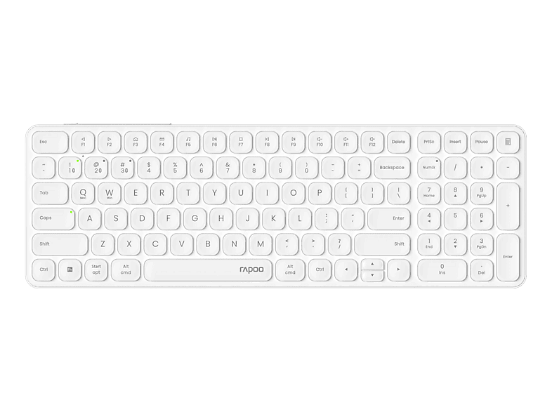 RAPOO E9710 (CH), Kabellose Tastatur, Scissor, 2,4 GHz, Bluetooth 4.0, 5.0, Weiss