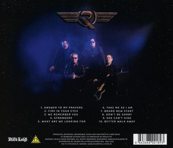 Albumcover mit einer Band von vier Männern in dunkler Kleidung vor einem Sternenhintergrund. Der Albumtitel befindet sich oben.