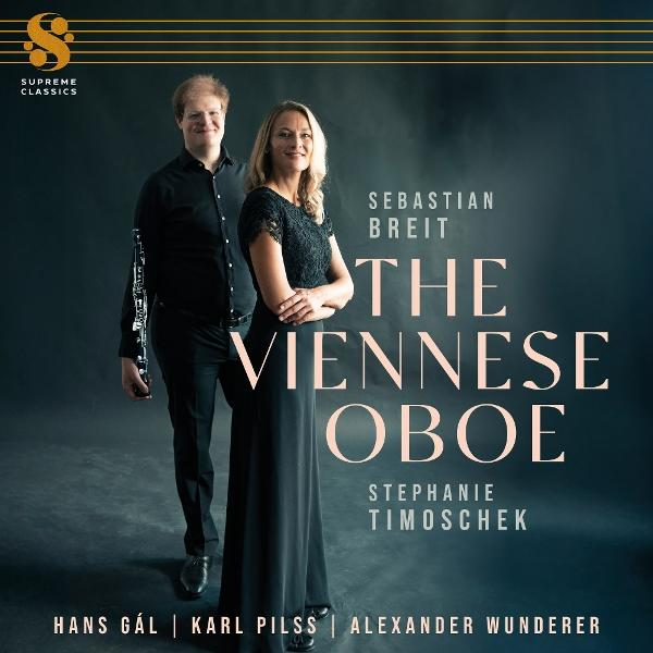Albumcover mit einem Mann, der eine Oboe hält, und einer Frau, die steht. Der Titel lautet "The Viennese Oboe". Namen der Künstler sind sichtbar.
