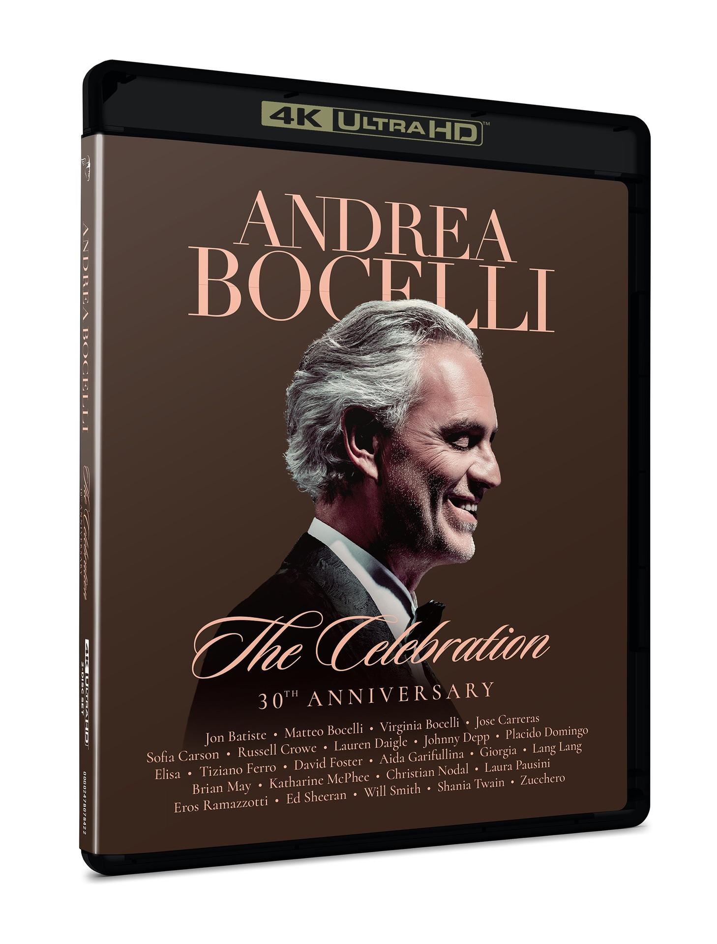 Blu-ray-Cover von Andrea Bocelli. Titel: The Celebration. Mit Bocelli und anderen Künstlern. 4K Ultra HD.