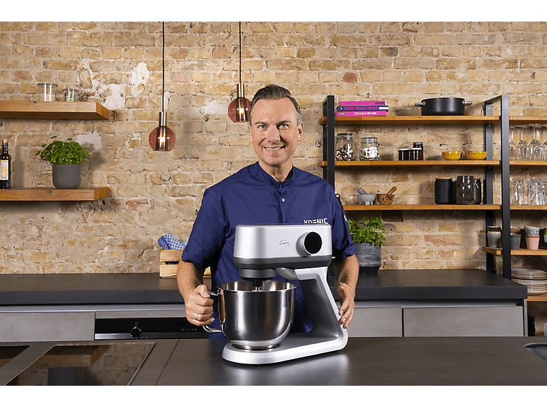 KOENIC KKM-TR 135525 Küchenmaschine Silber (Rührschüsselkapazität: 5,5 l, 1300 Watt)