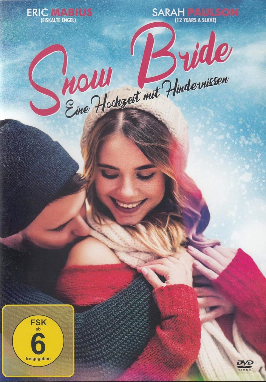 Filmcover. Ein Paar in Winterkleidung, eine Frau mit Hut und Schal wird von einem Mann umarmt. Titel 'Snow Bride' ist sichtbar.