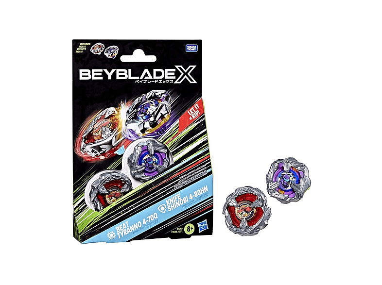 Hasbro Beyblade X - Trottole da Combattimento Beat Tyranno vs Knife Shinobi