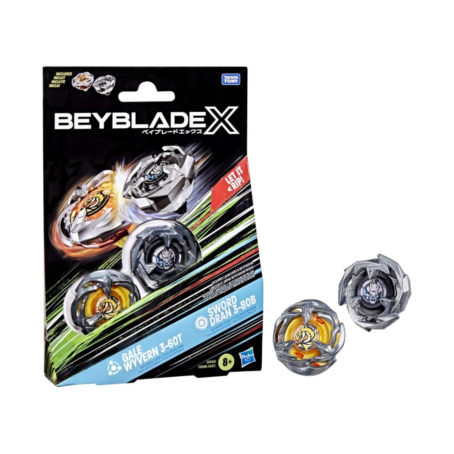 Hasbro Beyblade X - Trottola da Combattimento BBX Gale Wyvern e Sword Dran Trottole DA Combattimento