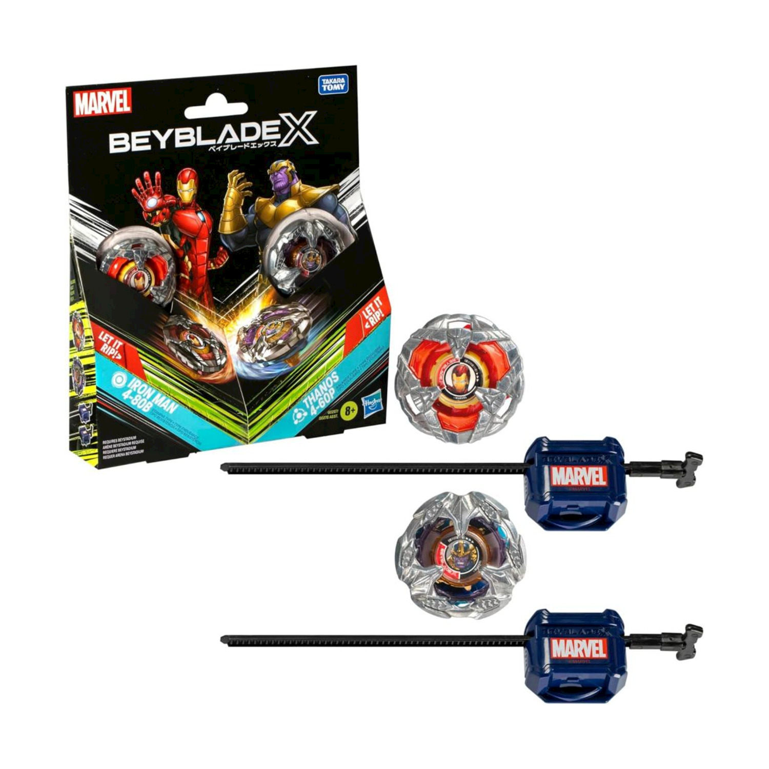 Hasbro Beyblade X - Marvel Trottole da Combattimento Iron Man vs Thanos