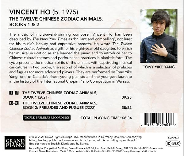 Albumcover mit Text über Vincent Ho und The Twelve Chinese Zodiac Animals, mit einem Porträt eines Mannes.
