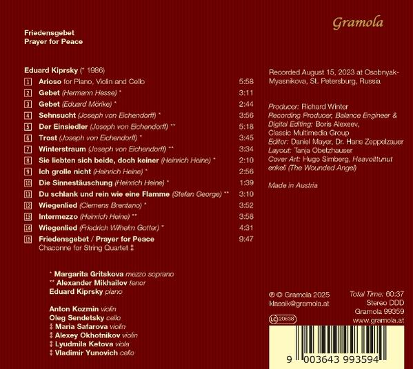 Albumcover: Roter Hintergrund mit Text, der Lieder, Credits und einen Barcode auflistet.
