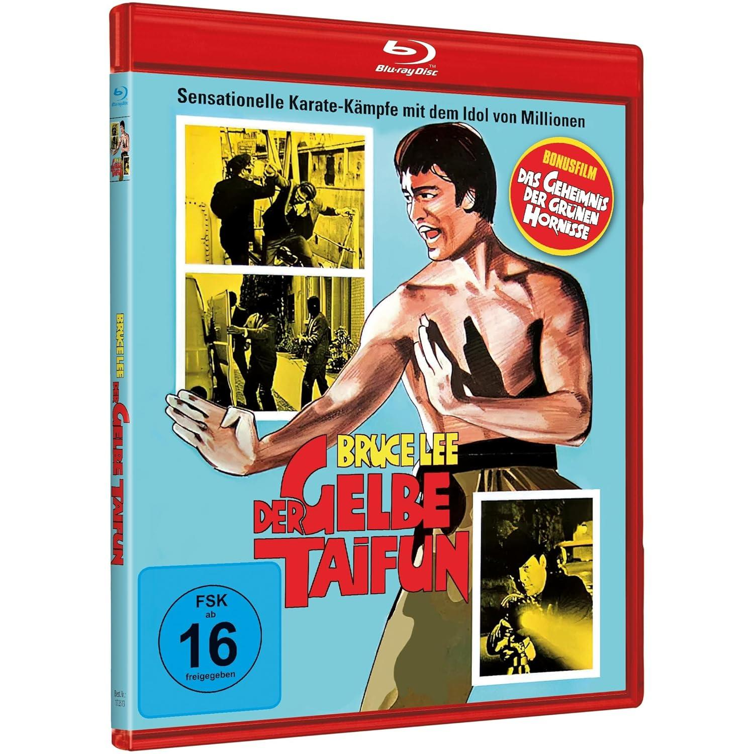 Blu-ray-Cover des Bruce Lee-Films. Bruce Lee in Kampfsportpose. Text enthält Filmtitel und Bewertung.