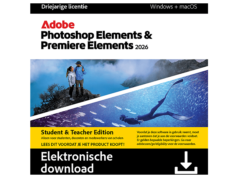Adobe Photoshop & Premiere Elements 2026 Suite Abonnement de 3 ans (Code de téléchargement)