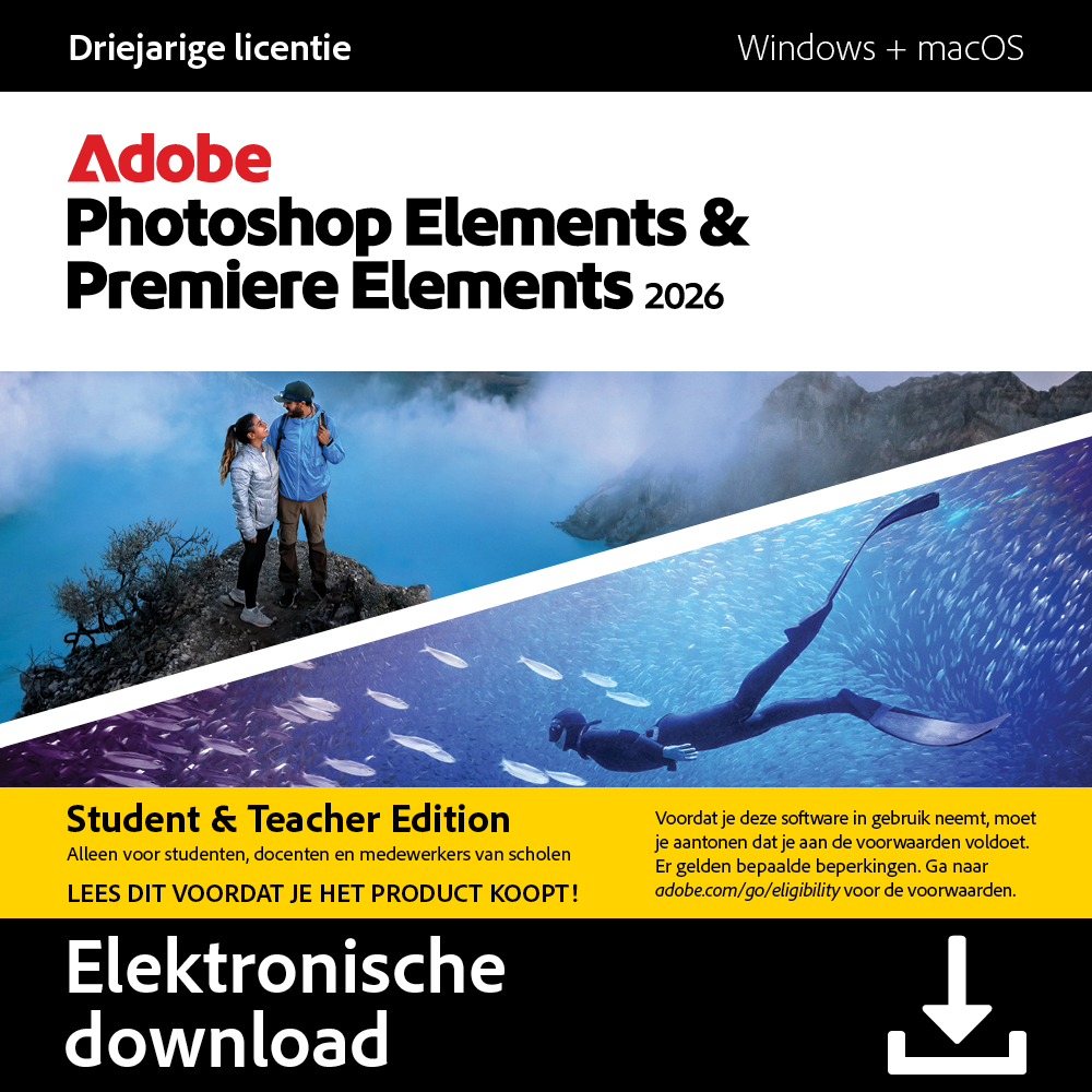 Adobe Software Adobe Phsp & Prem Elements 2026 Ste 3y Esd Nl (download Code)