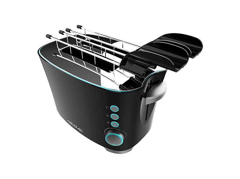 Tostadora - Cecotec Toast&Taste Double B, 650 W, 2 ranuras, rebanadas, 7 niveles tostado, Negro