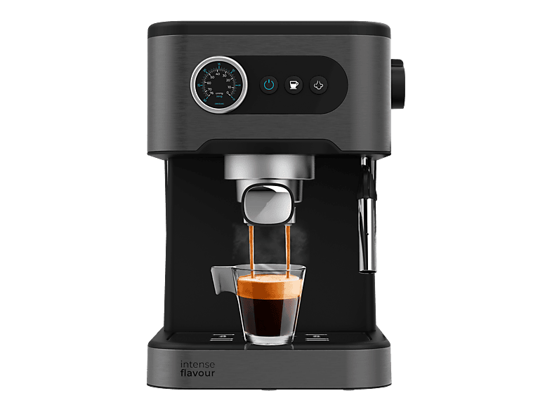Cafetera express - Cecotec Power Espresso 20 Pro, bar, 1350W, Depósito 1.5 l, Vaporizador, Brazo con doble salida, Calientatazas, Negro